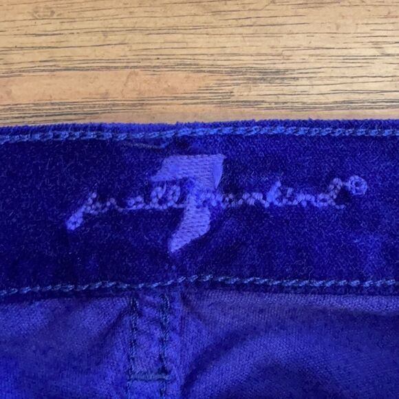 7 FOR ALL MANKIND PURPLE VELOUR SKINNY PANTS.  NEW - Picture 4 of 13